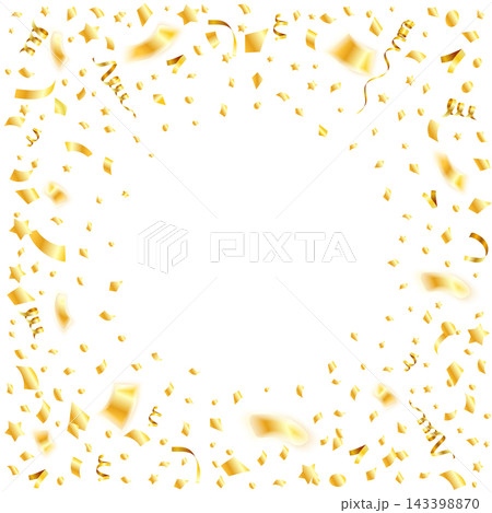 Golden Streamer and Confetti Frame 143398870