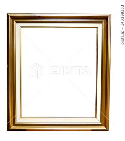 Gold Antique Empty Picture Frame Isolated on White 143399353