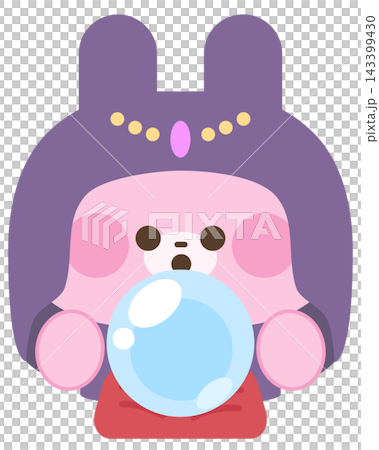 A fortune teller rabbit who uses crystal balls. 143399430
