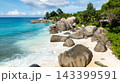 Sandy beach with turquoise water. Seychelles, Mahe. Carana Beach 143399591