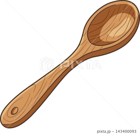 Rustic Wooden Spoon Illustration, Vintage Cooking Utensil with Wood Grain Detail Isolated for Kitchenware, Bakery, and Recipe Design Rustic Wooden Spoon Illustration, Vintage Cooking Utensil with Wood Grain Detail Isolated for Kitchenware, Bakery, and Recipe Design 143400093