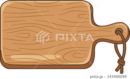Rustic Wooden Cutting Board Illustration, Wooden Chopping Board with Handle and Hanging Leather Cord Isolated for Kitchenware, Bakery, and Recipe Design Rustic Wooden Cutting Board Illustration, Wooden Chopping Board with Handle and Hanging Leather Cord Isolated for Kitchenware, Bakery, and Recipe Design 143400094