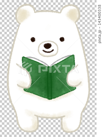一幅水彩風格的插圖,描繪了一隻北極熊站著閱讀的場景。 一幅水彩風格的插圖,描繪了一隻北極熊站著閱讀的場景。 143400338