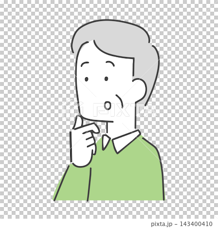 口を丸く開けて驚き納得する中年男性のイラスト 143400410