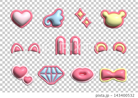 Set of 3D decorative stickers Set of 3D decorative stickers 143400532