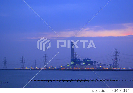 Coastal industrial estates with the evening sunlight Coastal industrial estates with the evening sunlight 143401394