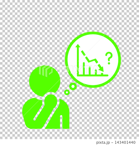 A pictogram (green) of a person worried about declining numbers and a bar graph. A pictogram (green) of a person worried about declining numbers and a bar graph. 143401440
