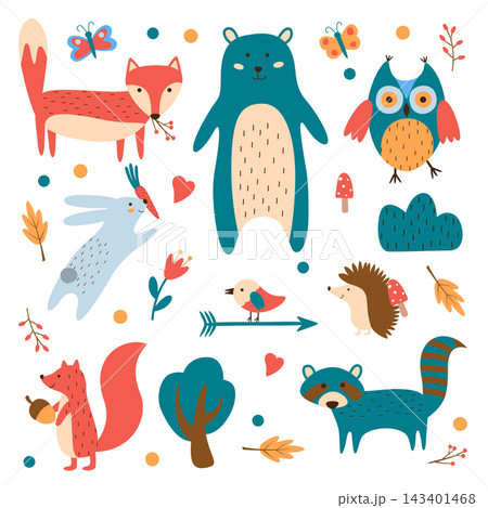 woodland animals collection 143401468
