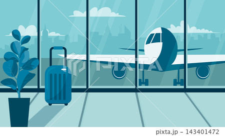airport waiting lounge and airplane outside large window airport waiting lounge and airplane outside large window 143401472