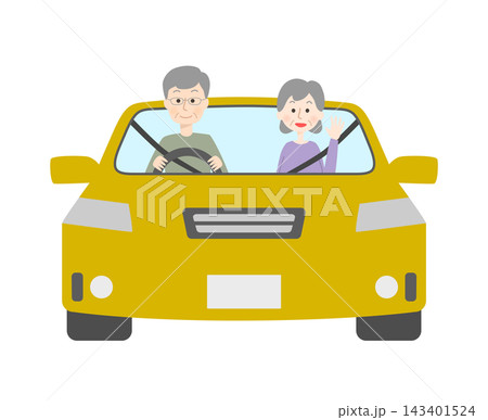 安全運転をしているシニア夫婦 安全運転をしているシニア夫婦 143401524