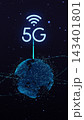 Vertical video. Global networking and digital future. 5G with glowing lines radiating outward, power and speed. 143401801