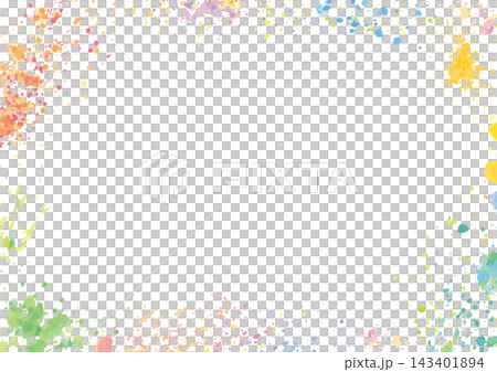 白色背景上潑灑著色彩繽紛的水彩顏料。 143401894