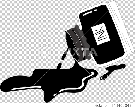 bottle of black ink spilled bottle of black ink spilled 143402043