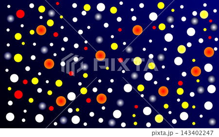 Dark blue abstract background with colorful circles, glowing spots, and gradient elements 143402247