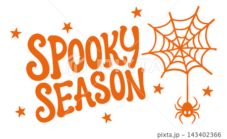 Spooky Season Halloween Text Spider Web Design 143402366