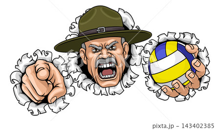 Drill Instructor Sergeant Volleyball Sports Mascot Drill Instructor Sergeant Volleyball Sports Mascot 143402385