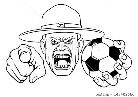 Drill Instructor Sergeant Soccer Football Mascot Drill Instructor Sergeant Soccer Football Mascot 143402560
