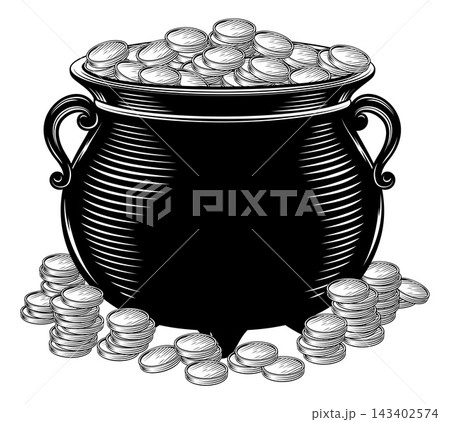 St Patricks Day Leprechaun Rainbow Gold Coins Pot St Patricks Day Leprechaun Rainbow Gold Coins Pot 143402574