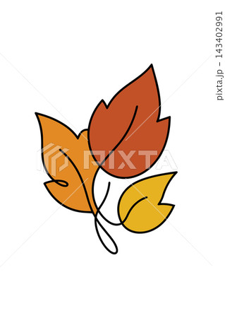 Leaves in warm autumn colors illustration in vector line art drawing style Leaves in warm autumn colors illustration in vector line art drawing style 143402991