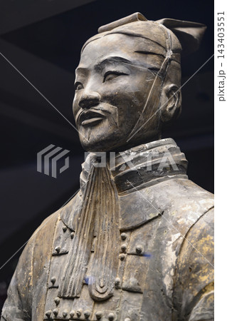 Sculpture of General of Terracotta Army of Qin Shi Huang emperor of 3 century BC in Xi'an, China 143403551