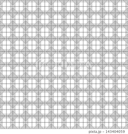 Geometric Pattern Design Featuring Black and White Star Shapes with Grid Background 143404059