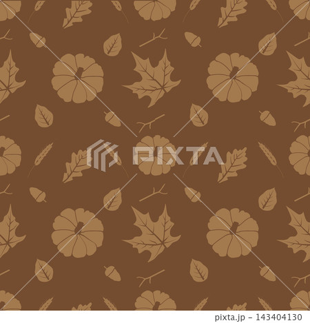 Autumn Leaves and Pumpkin Pattern Design Featuring a Warm Brown Background Ideal for Fall Decor Autumn Leaves and Pumpkin Pattern Design Featuring a Warm Brown Background Ideal for Fall Decor 143404130