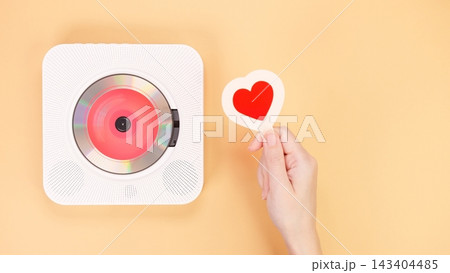 Romantic Music Player with Heart Shape. Perfect for Valentine s Day and Love Songs, isolated, modern Romantic Music Player with Heart Shape. Perfect for Valentine s Day and Love Songs, isolated, modern 143404485