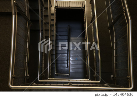 Modern Industrial Staircase Architecture with Geometric Lines and Symmetry 143404636