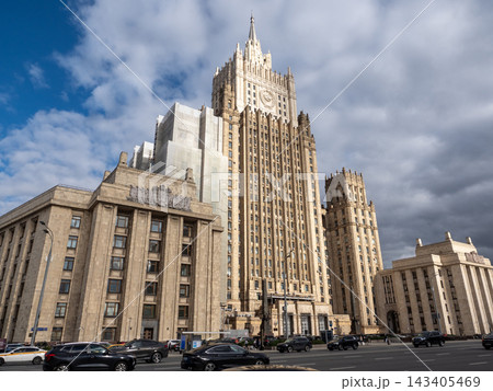 10 August 2026 Russia Moscow view of the Ministry of Foreign Affairs building with its distinctive Stalinist architecture and tower rising above the city 10 August 2026 Russia Moscow view of the Ministry of Foreign Affairs building with its distinctive Stalinist architecture and tower rising above the city 143405469