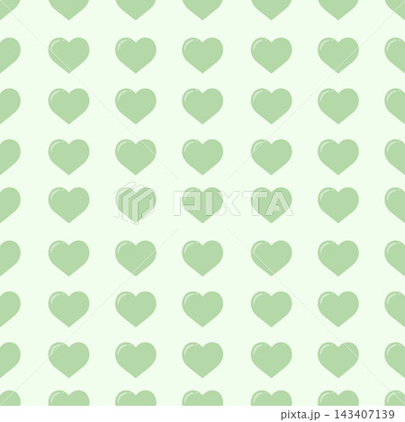 Cute Pastel Green Heart Pattern on Light Green Background, Soft Love Design 143407139