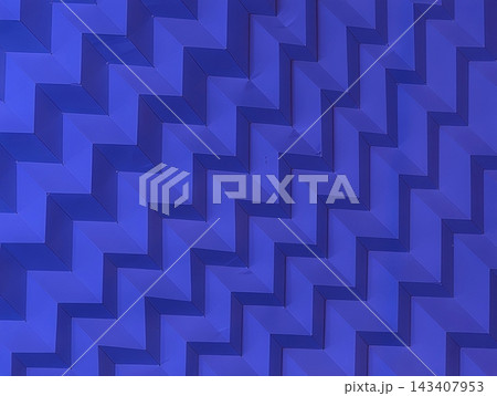 Blue geometric tiled pattern with repeating cuboid facets creating deep surface texture on angular panel wall closeup with abstract tessellated geometry and shadows Blue geometric tiled pattern with repeating cuboid facets creating deep surface texture on angular panel wall closeup with abstract tessellated geometry and shadows 143407953