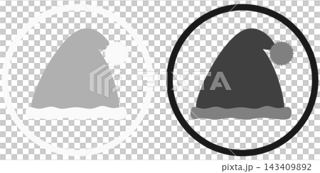 Set of icon illustrations of Santa hats enclosed in a circle / Christmas circular frame material Set of icon illustrations of Santa hats enclosed in a circle / Christmas circular frame material 143409892