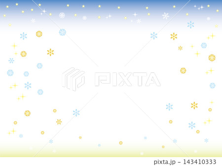 クリスマスレーム横位置＜雪と星が降る夜＞ 143410333