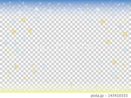 クリスマスレーム横位置＜雪と星が降る夜＞ 143410333