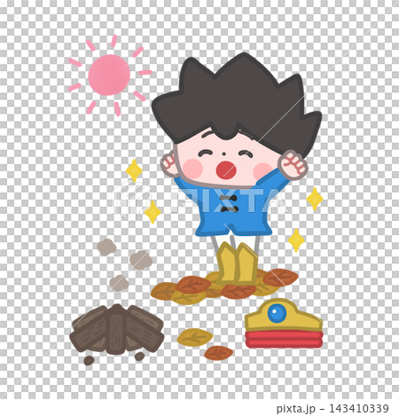 A brave warrior who wakes up feeling refreshed after sleeping outdoors A brave warrior who wakes up feeling refreshed after sleeping outdoors 143410339