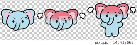 一組憤怒的大象插圖 一組憤怒的大象插圖 143412665