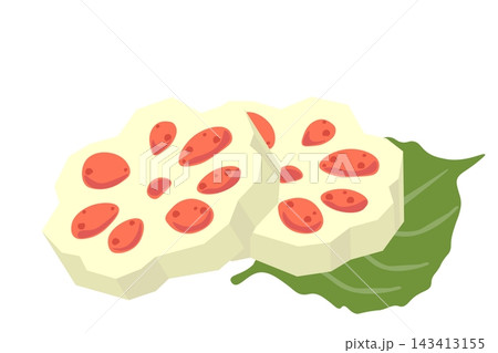 花形れんこんの明太子詰めイラスト 143413155