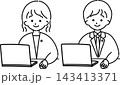 PC操作をする弁護士(線画) 143413371