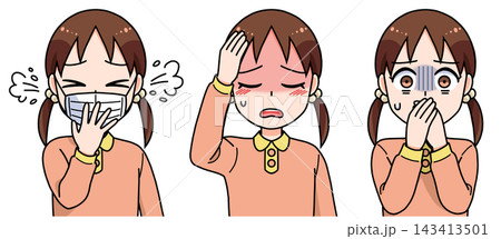 具合が悪い女の子のイラストセット 143413501