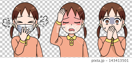 具合が悪い女の子のイラストセット 143413501