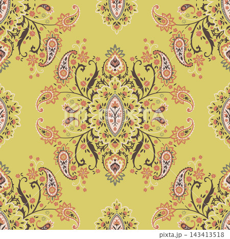 Symmetrical Botanical Damask Interior Print 143413518