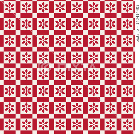 Red Cream Folk Floral Checkerboard Pattern Red Cream Folk Floral Checkerboard Pattern 143414405