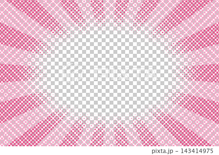 Halftone frame with converging lines, text space in the center, pink, horizontal. Halftone frame with converging lines, text space in the center, pink, horizontal. 143414975