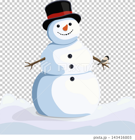 Winter snowman with a hat illustration Winter snowman with a hat illustration 143416803