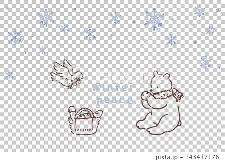 冬季插畫(熊、鴿子、雪、和平) 冬季插畫(熊、鴿子、雪、和平) 143417176