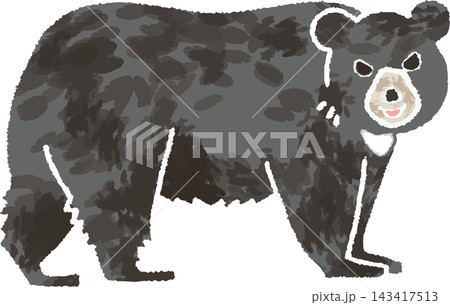 右向きで横を向く害獣クマのフルカラーイラスト 手書き風デフォルメ(熊・人里出没・鳥獣被害・熊対策・素 右向きで横を向く害獣クマのフルカラーイラスト 手書き風デフォルメ(熊・人里出没・鳥獣被害・熊対策・素 143417513