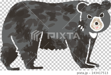 右向きで横を向く害獣クマのフルカラーイラスト 手書き風デフォルメ(熊・人里出没・鳥獣被害・熊対策・素 右向きで横を向く害獣クマのフルカラーイラスト 手書き風デフォルメ(熊・人里出没・鳥獣被害・熊対策・素 143417513