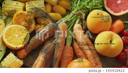 Mesh overlay appearing, camera panning carrots with tied greens on wooden board for display Mesh overlay appearing, camera panning carrots with tied greens on wooden board for display 143418422