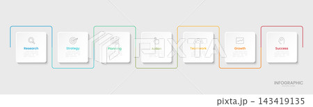 Infographic 7 options design elements for your business data. Vector Illustration. 143419135