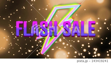 Featuring stylized FLASH SALE headline glowing center of digital banner, with neon lightning bolt Featuring stylized FLASH SALE headline glowing center of digital banner, with neon lightning bolt 143419241